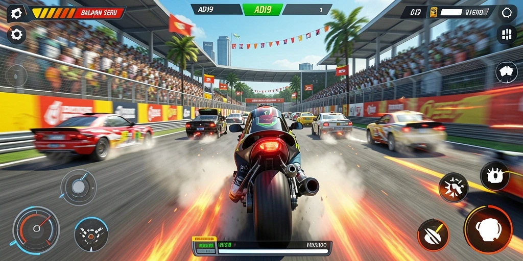 Gameplay Racing seru di ADI99 dengan mobil cepat dan trek menantang.