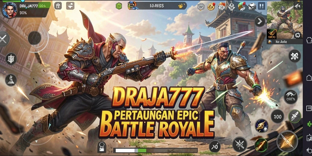 Tangkapan layar DRAJA777 menampilkan aksi mendebarkan dalam Battle Royale.