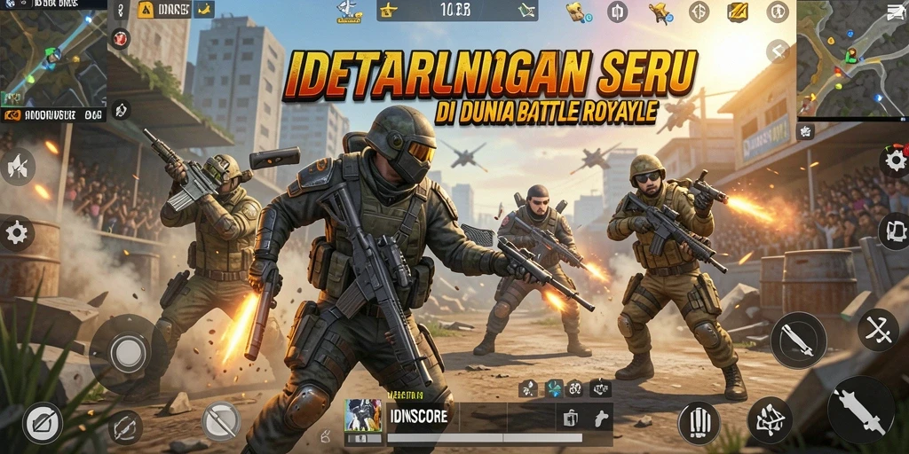 Gameplay seru IDNSCORE dalam pertempuran Battle Royale.