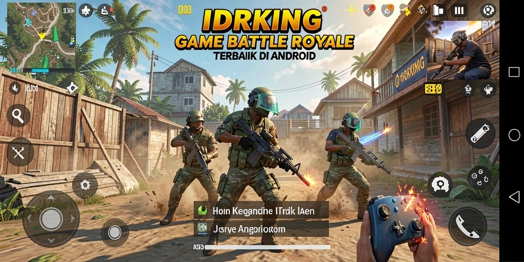 Tampilan gameplay seru IDRKING dalam pertempuran Battle Royale.