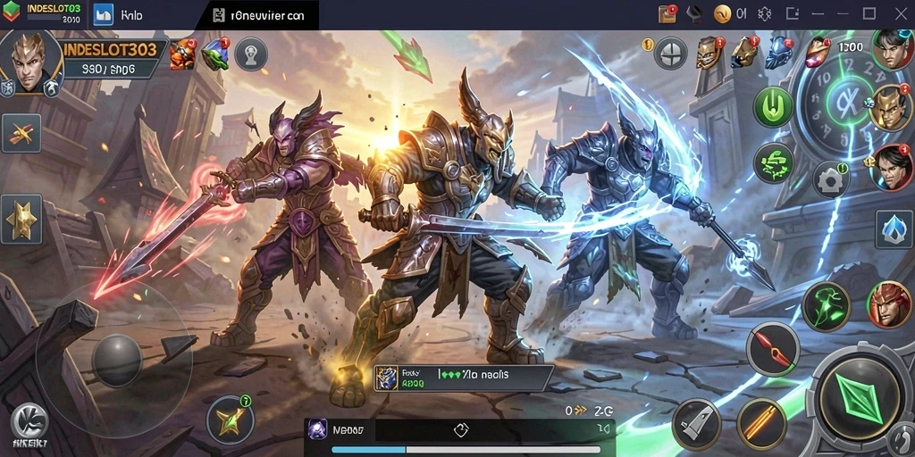Tangkapan layar gameplay <strong>INDESLOT303</strong> menampilkan pertarungan yang mendebarkan antara karakter yang dihadirkan.