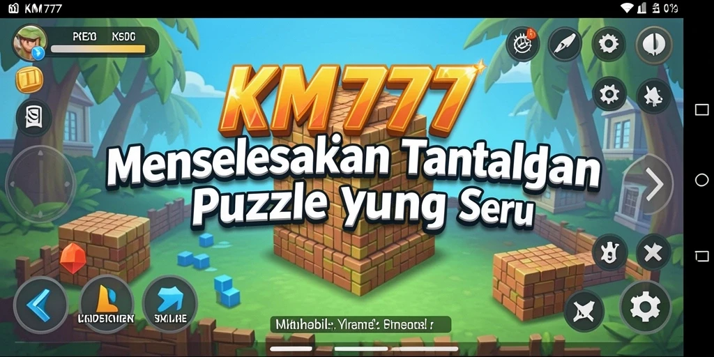 Screenshot utama KM777 menampilkan gameplay Puzzle yang menantang.