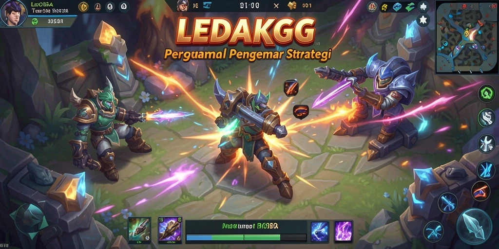 Tangkapan layar gameplay LEDAKGG yang menunjukkan pertempuran tim yang seru.