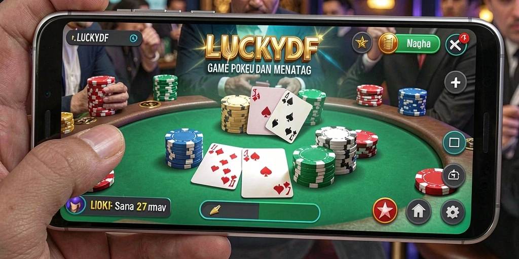 Tampilan gameplay Poker yang mendebarkan di LUCKYDF.