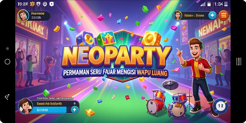 Tangkapan layar gameplay NEOPARTY menunjukkan keseruan permainan.
