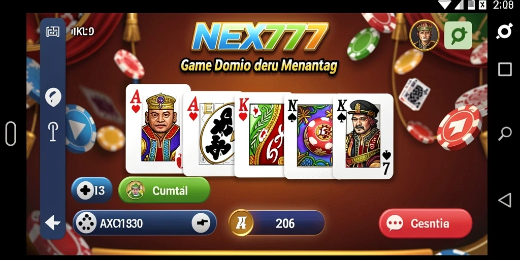 Tampilan menarik dari gameplay NEX777 saat bermain Domino.