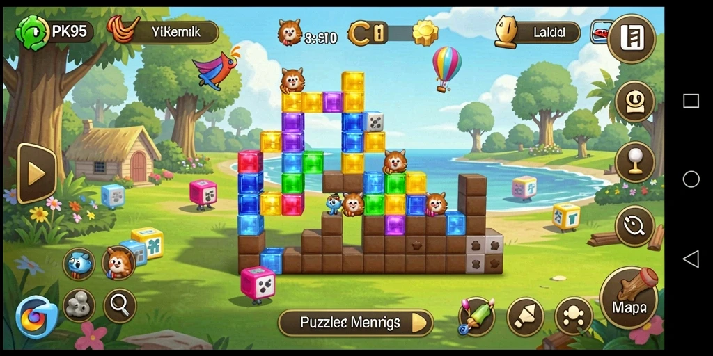 Tampilan gameplay PK95 dengan teka-teki menarik dan interaktif.