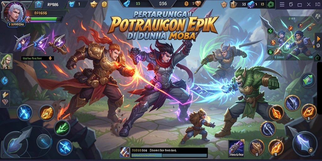 Screenshot RP886: Pertarungan seru antara tim di arena MOBA.