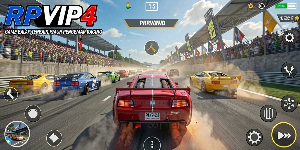 Gameplay balap yang mendebarkan di RPVIP4 dengan trek menantang.