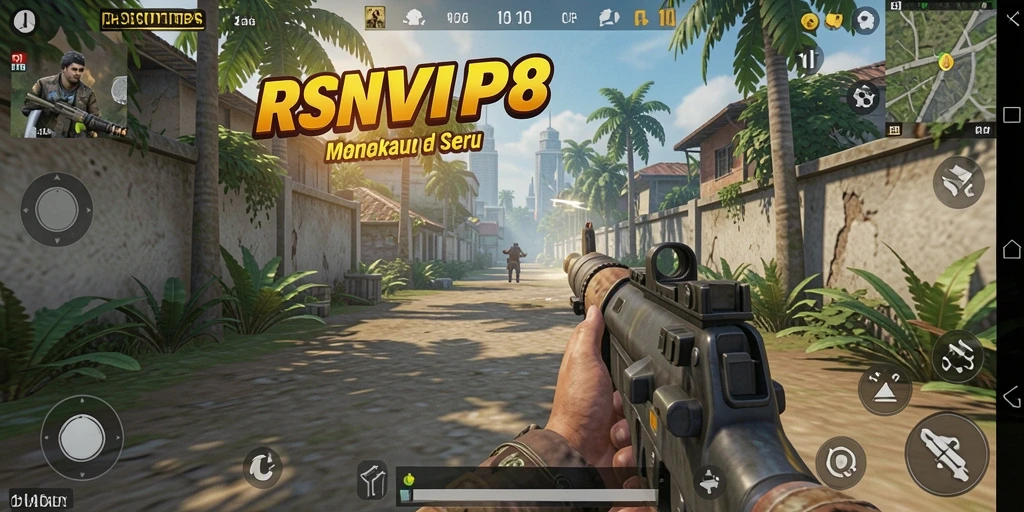 Tangkapan layar menunjukkan aksi intens di RSNVIP8 dengan gameplay TPS yang seru.